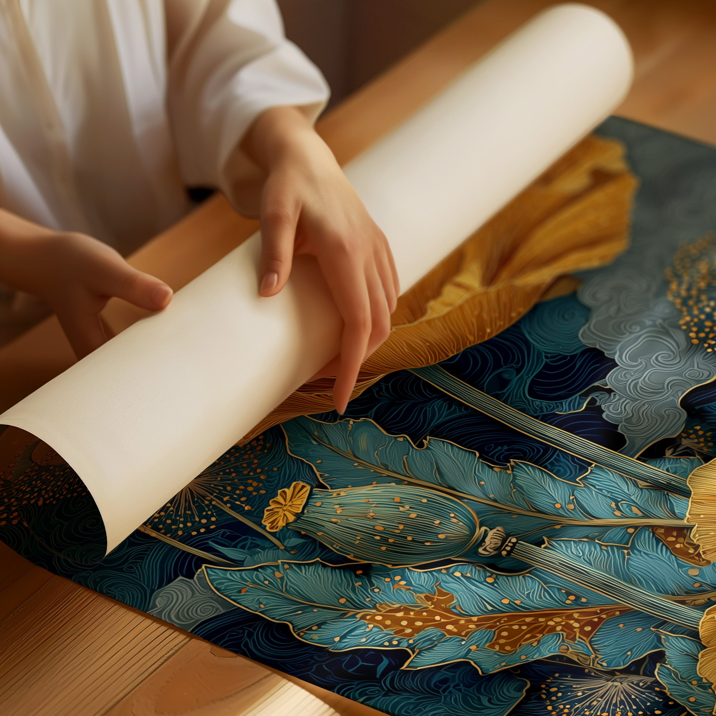 Gold Blooms Under a Quiet Moon