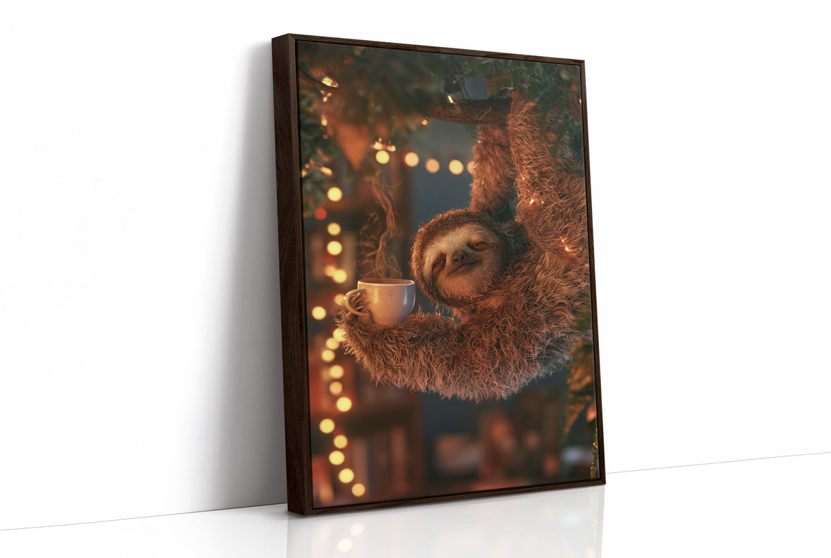 Sleepy Sloth Bokeh Coffee