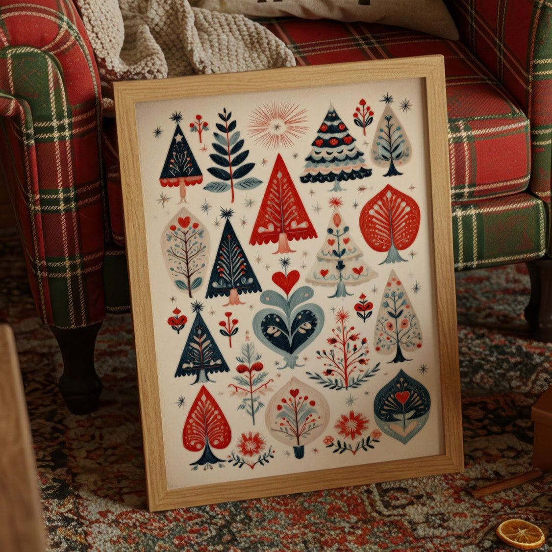 Scandinavian Folk-Art Christmas Trees Pattern
