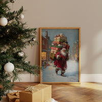 Gifts Tower Above Snowy Streets