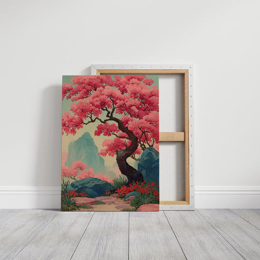 Cherry Blossoms Dance Above Mountains