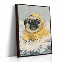 Pug Yellow Raincoat Portrait