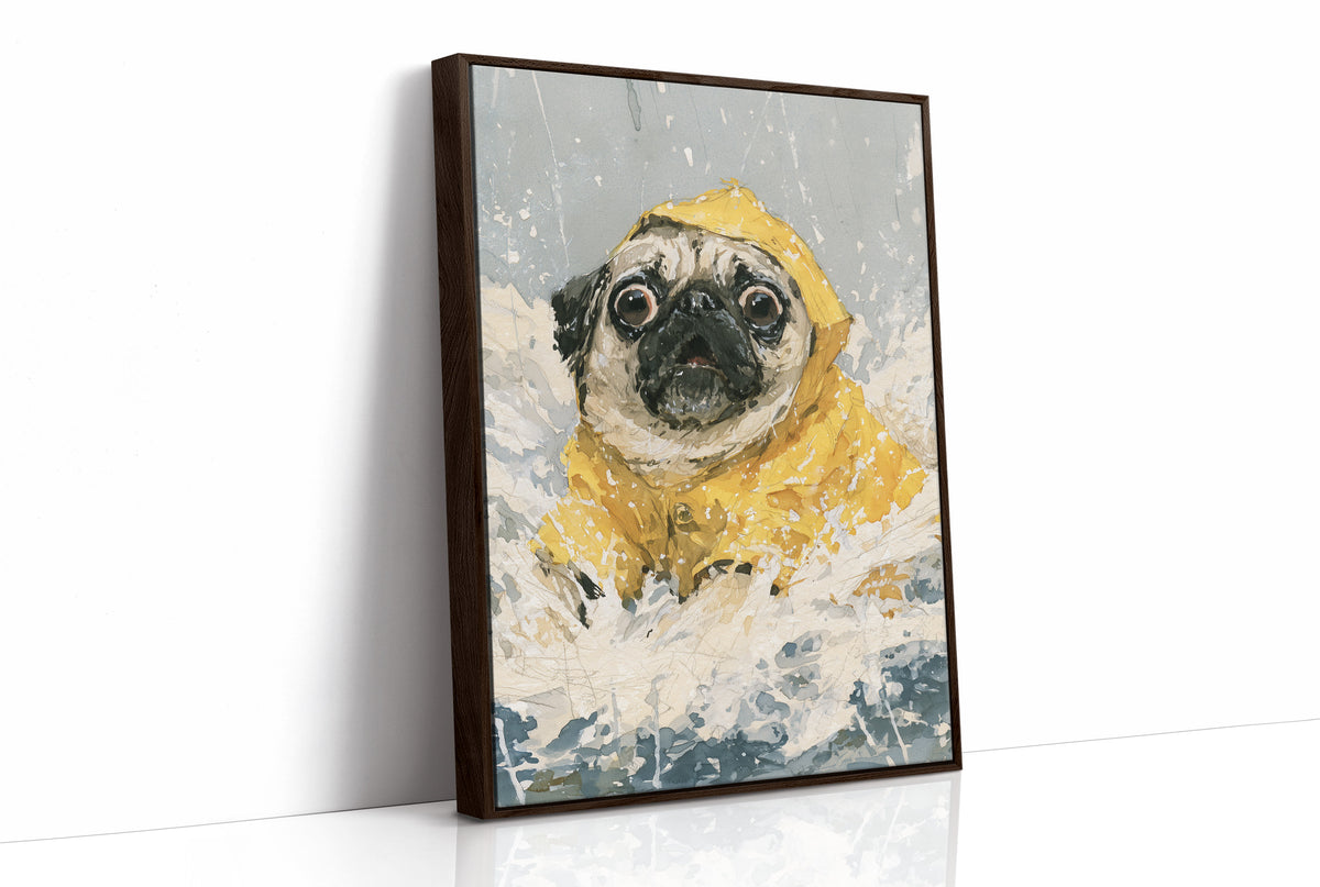 Pug Yellow Raincoat Portrait