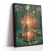 Golden Hour Reflections: Pine Forest at Sunset