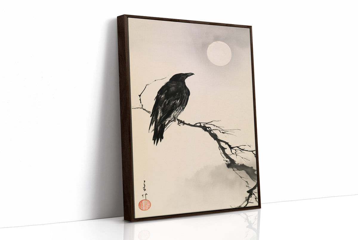 Raven Moonlit Branch Sumi-e