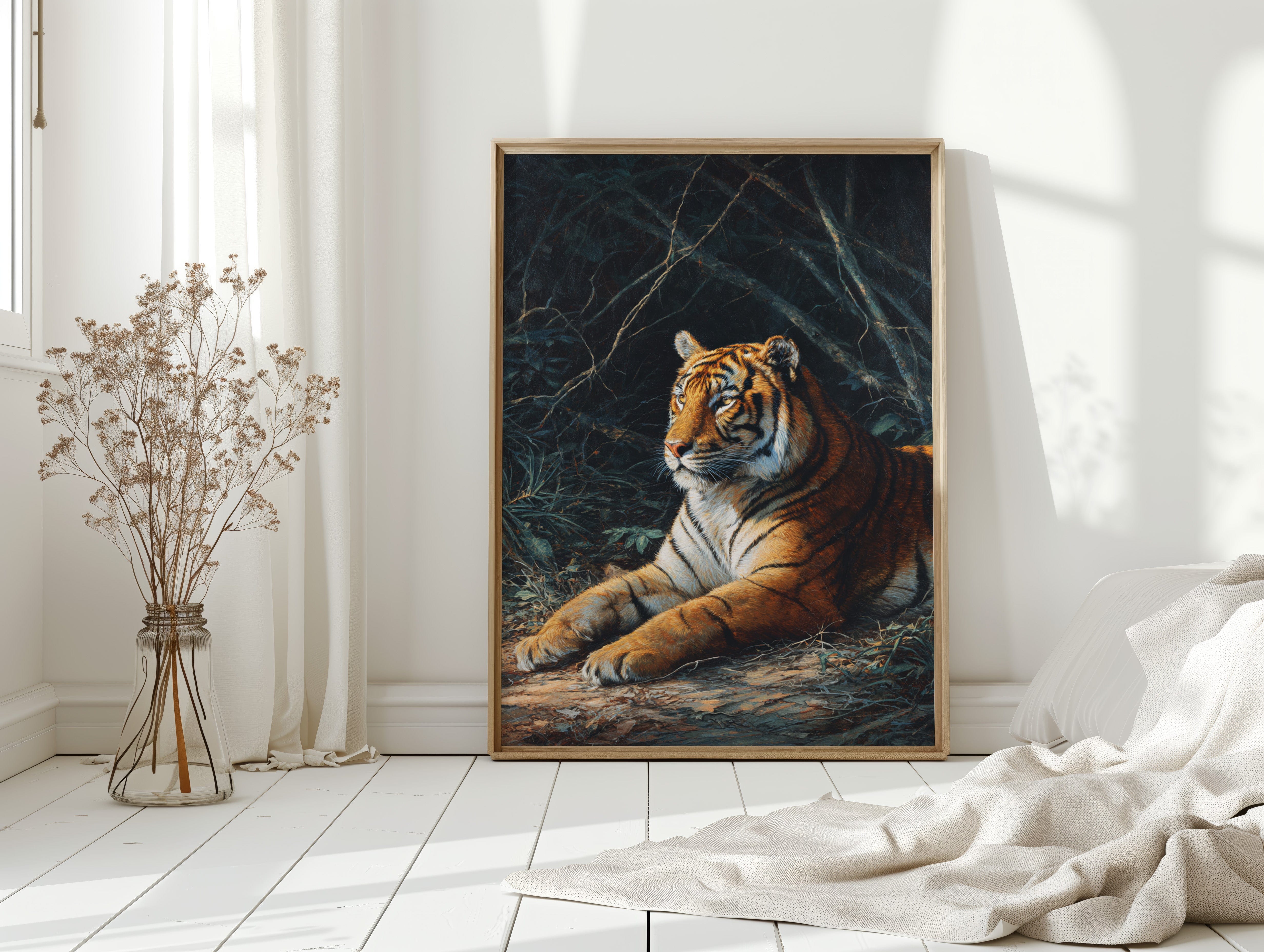 Regal Tiger Against Midnight Marble