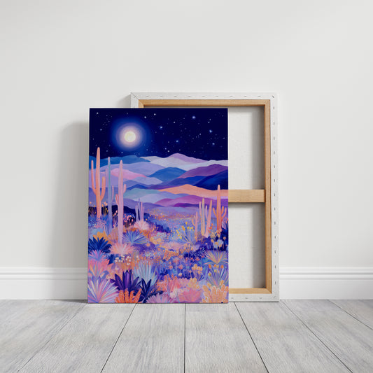 Moonlit Saguaros Dance In Lavender