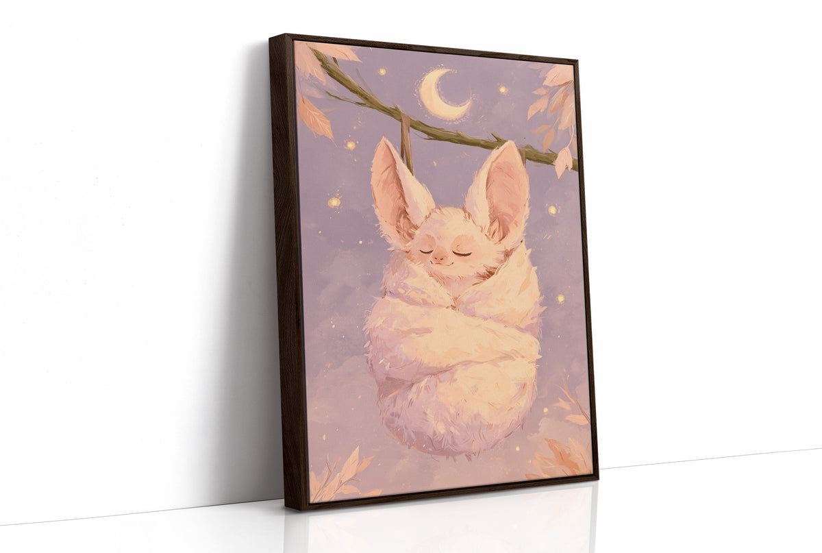 Sleepy Pink Bat Moonlight
