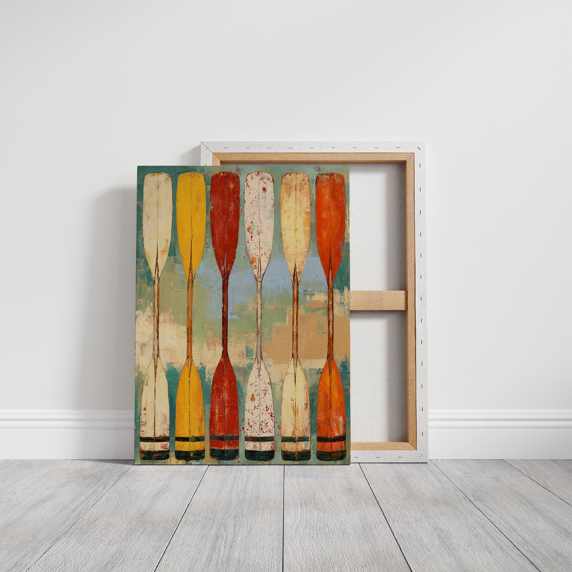 Row Of Weathered Boat Oars