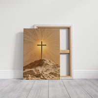 Radiant Cross on Rocky Hilltop