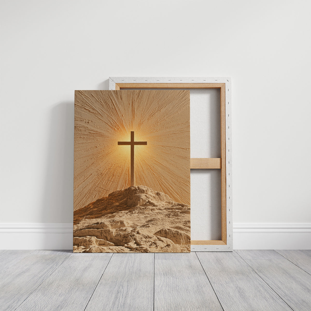 Radiant Cross on Rocky Hilltop