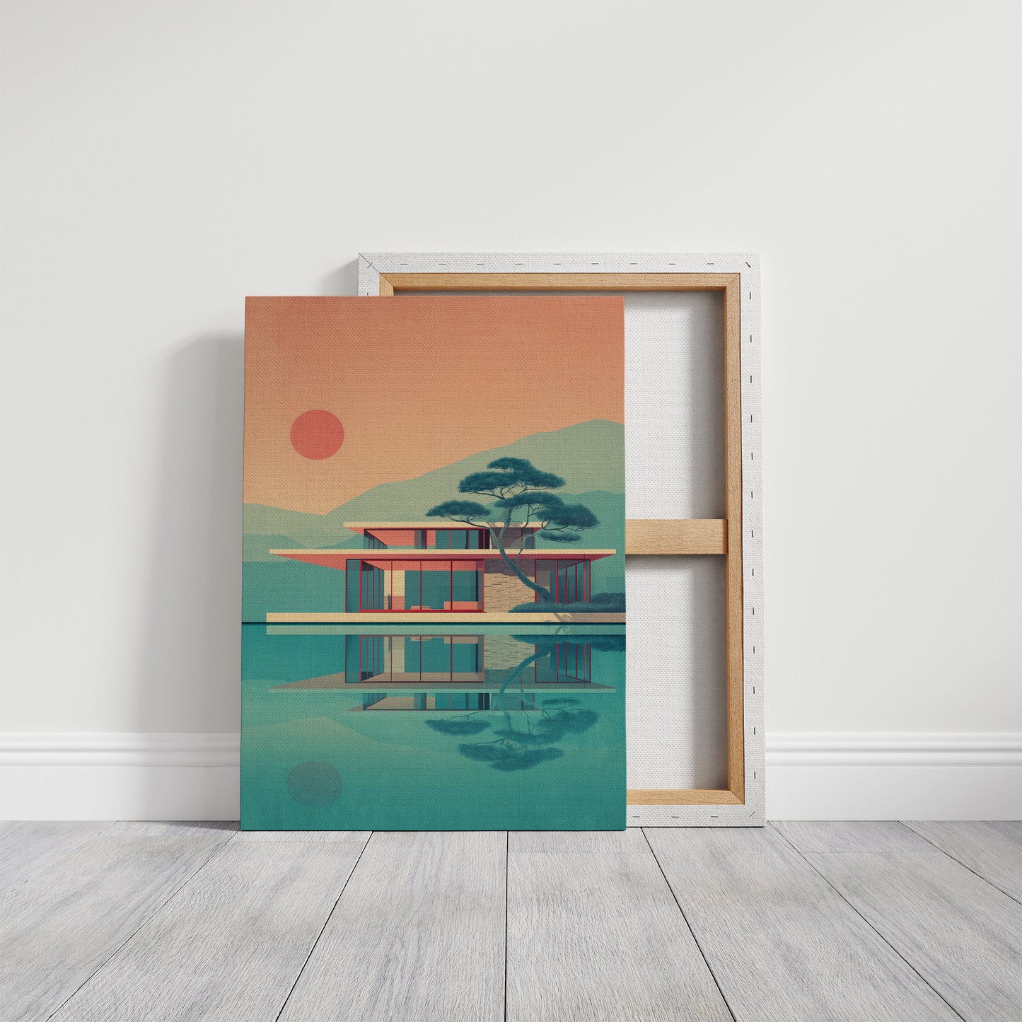 Mid Century Modern House at Sunset