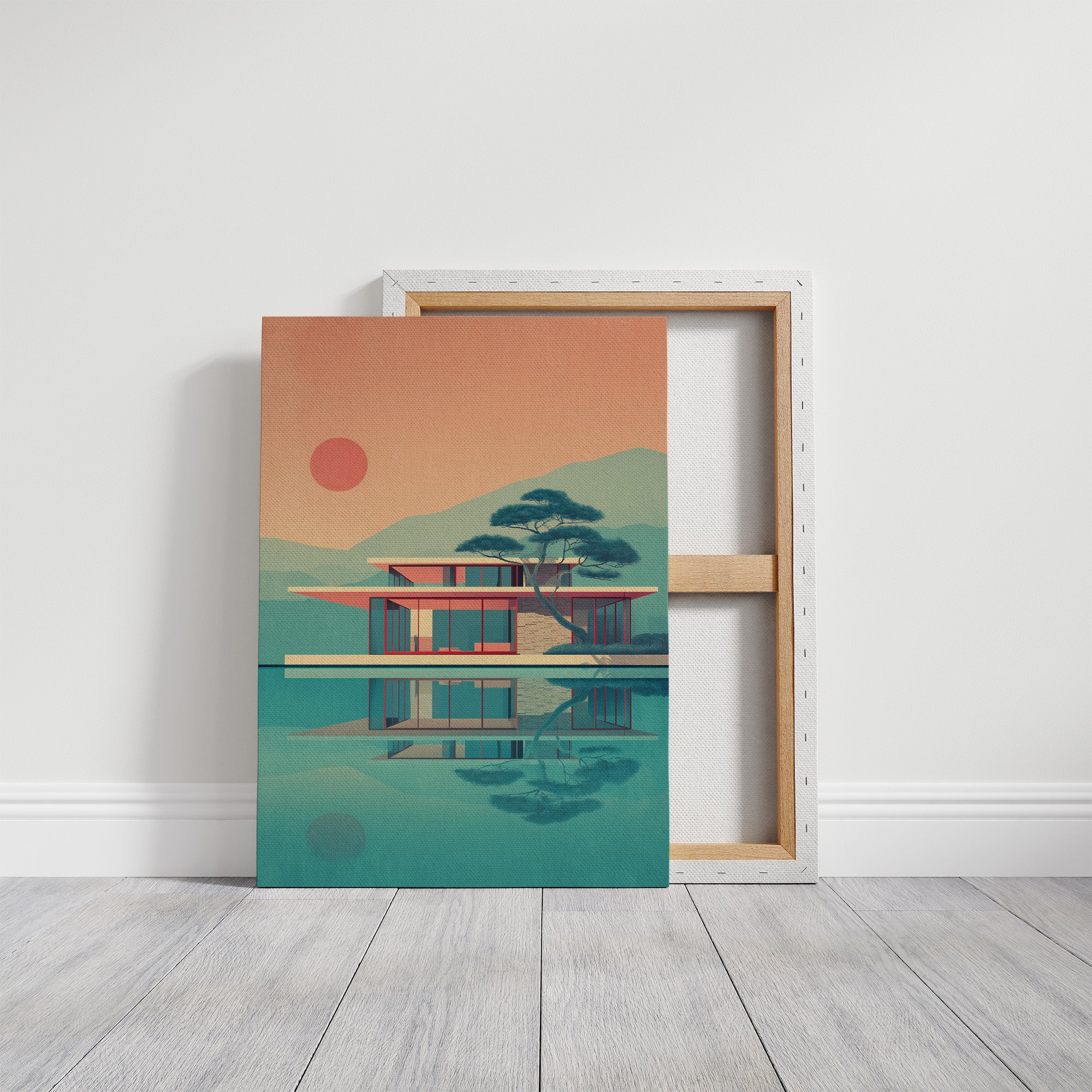 Mid Century Modern House at Sunset