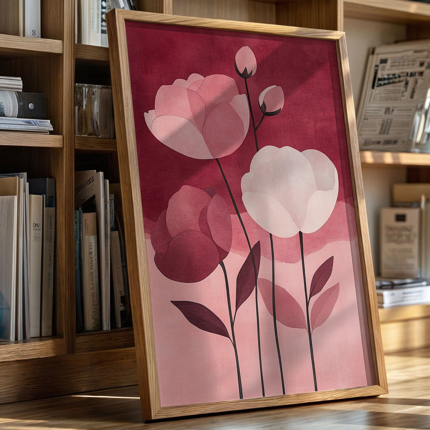 Peonies Rise Through Burgundy Mist