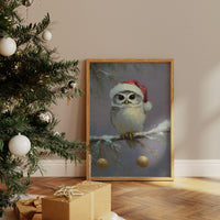 Festive Owl Perches Among Ornaments