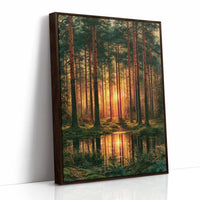 The Sunlit Path: Pine Forest Reflection at Dusk