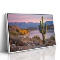 Desert Lake Glows At Dusk