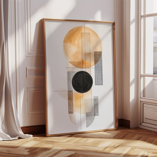 Modern Geometric Abstract Art Print – Minimalist Watercolor Design