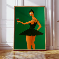 Surprised Ballerina with Wine Glass