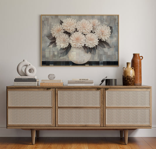 Blush Dahlias In Woven Light