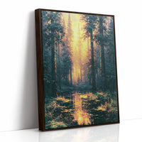 Blazing Grove: Impasto Forest Stream at Sunset