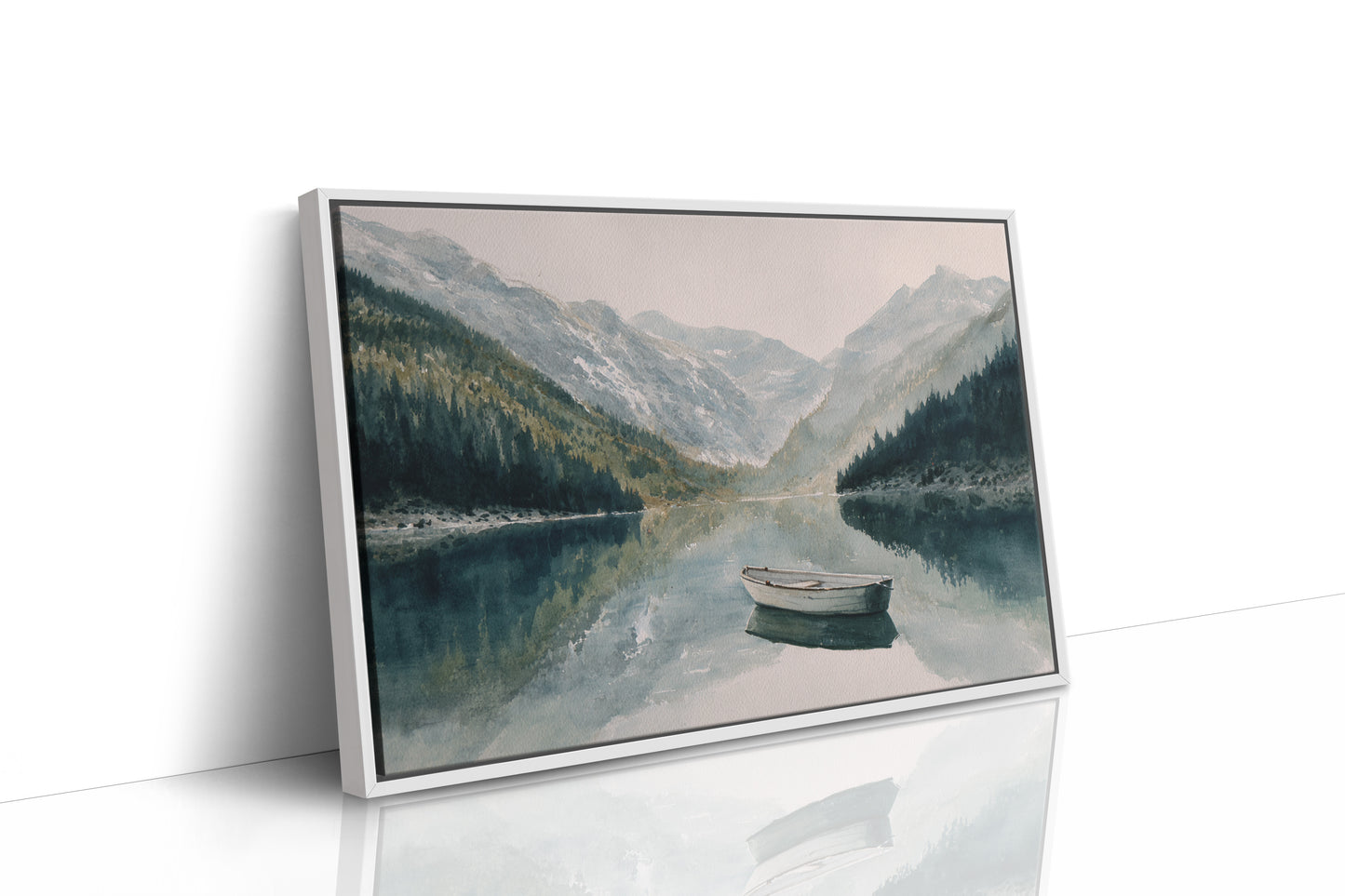 Lone Boat Mirrors Mountain Peace