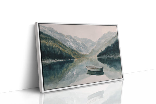 Lone Boat Mirrors Mountain Peace