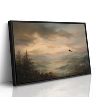 Solitary Flight Through Amber Mist