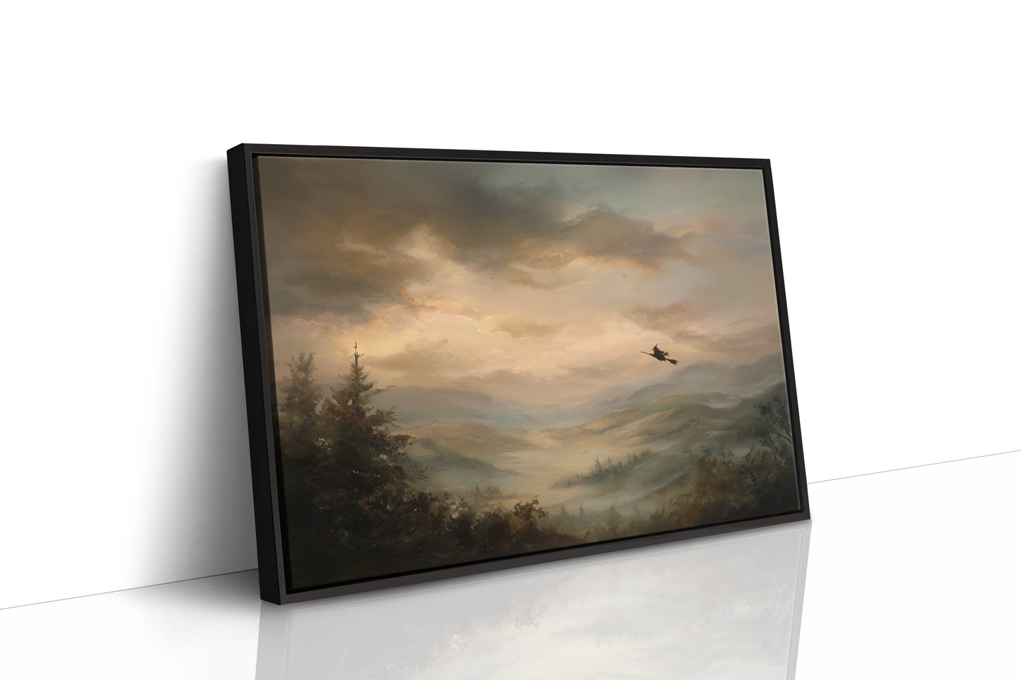 Solitary Flight Through Amber Mist