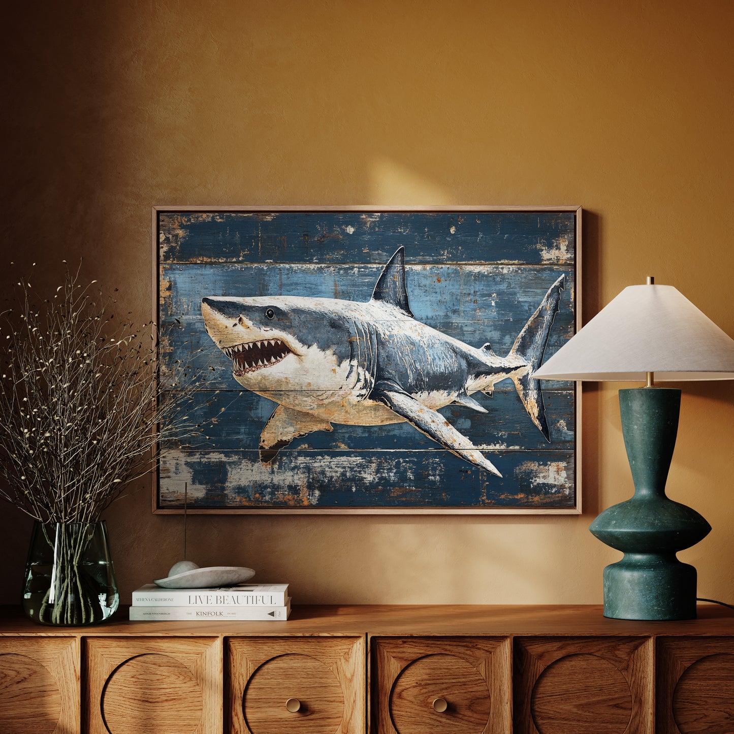 Deep Blue Tales On Weathered Wood