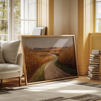Harvest Path Winds Through Golden Fields