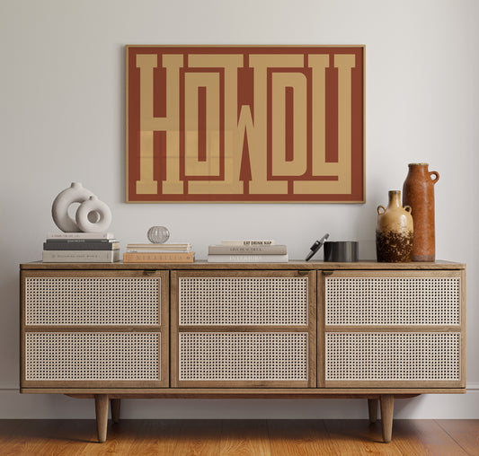 Retro Terracotta Howdy Typography Print