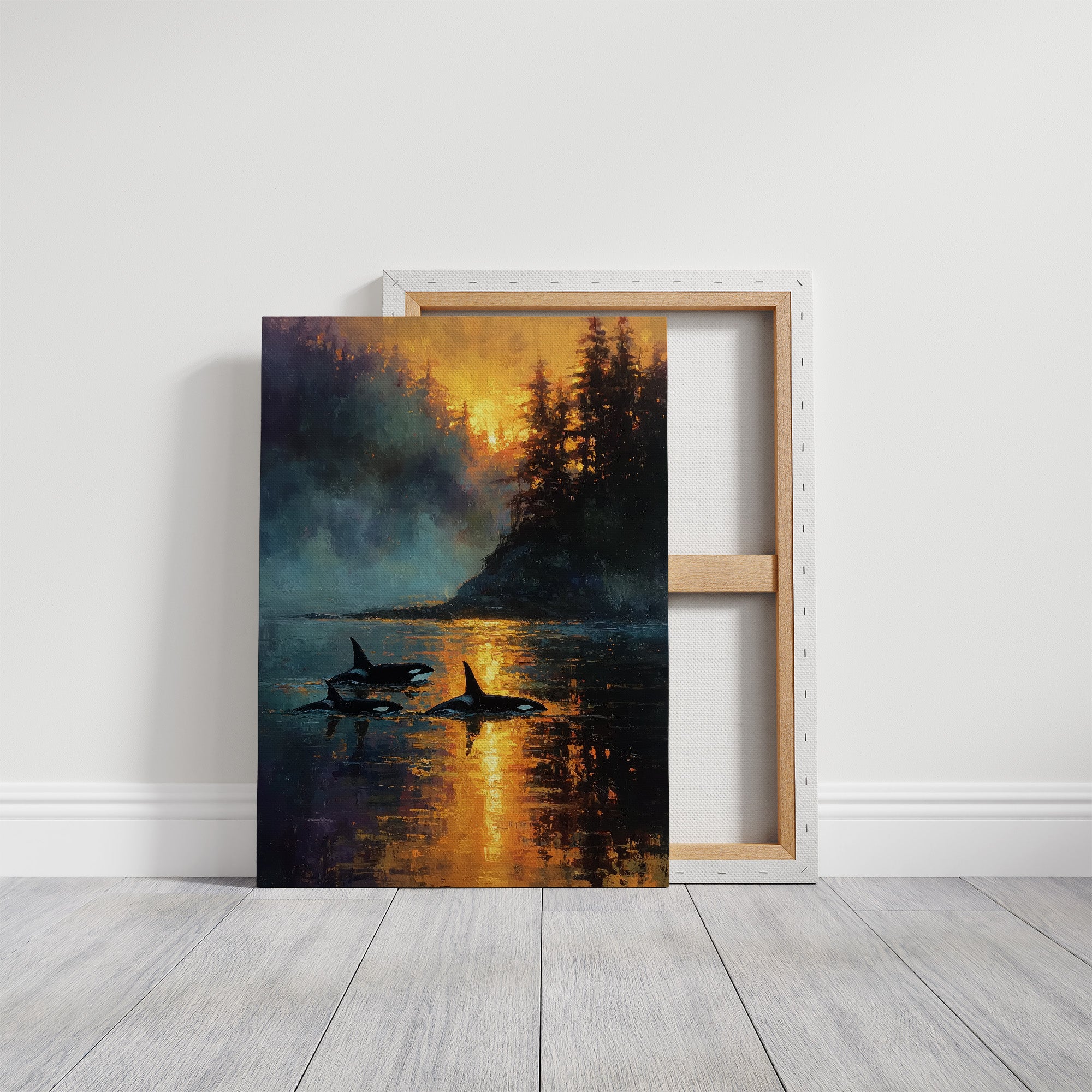 Three Orcas at the Golden Hour