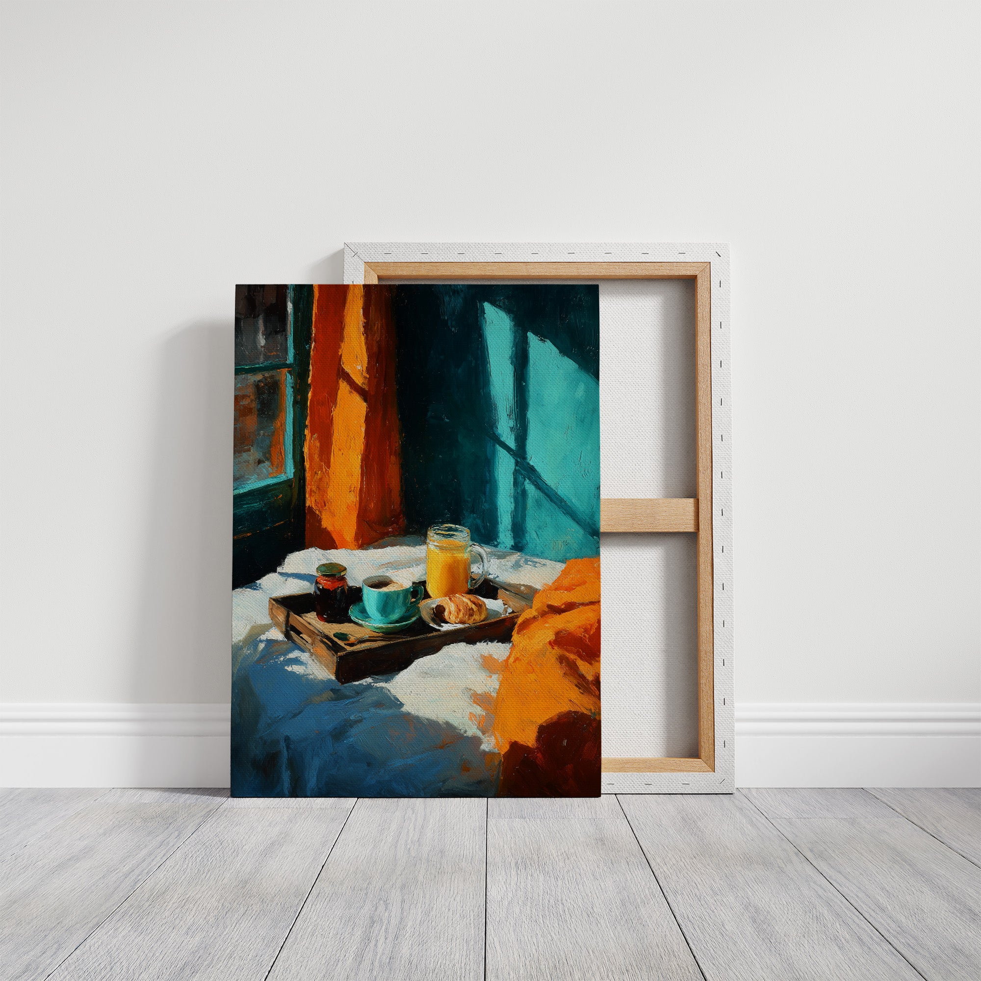 Breakfast Tray in Teal Light
