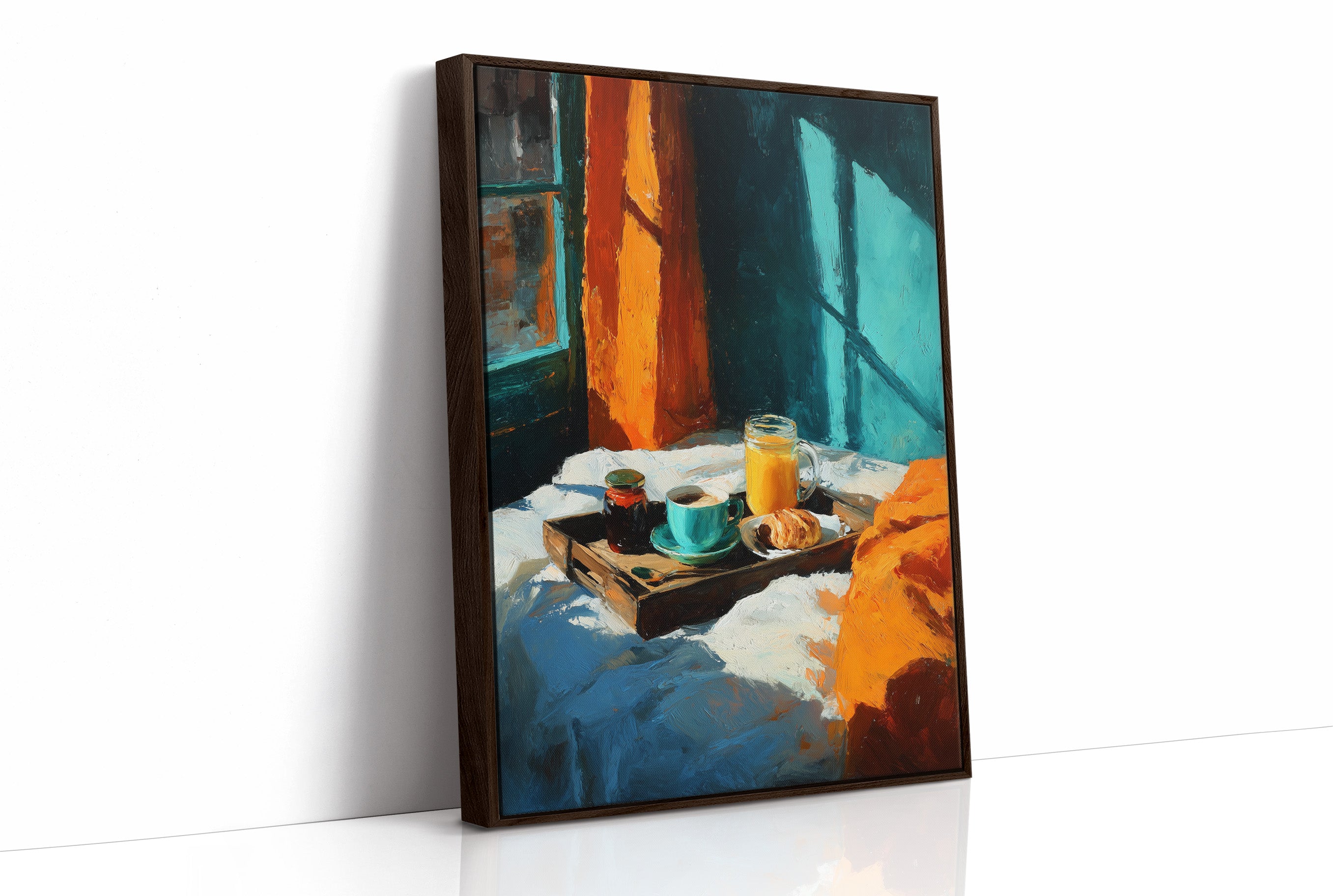 Breakfast Tray in Teal Light