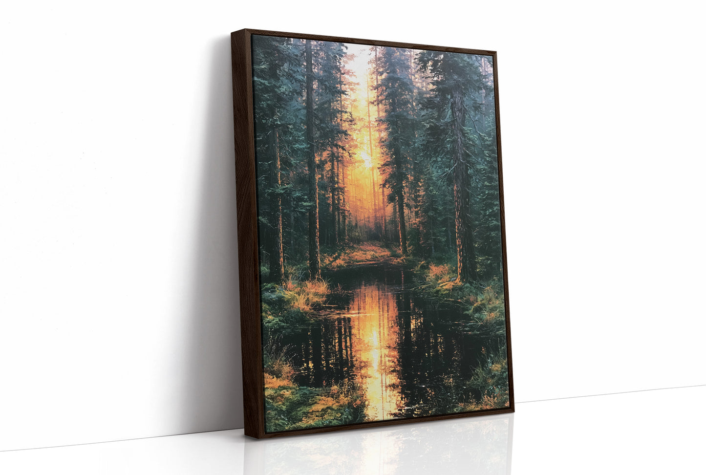 Into the Blaze: Shadowed Forest at Sunset