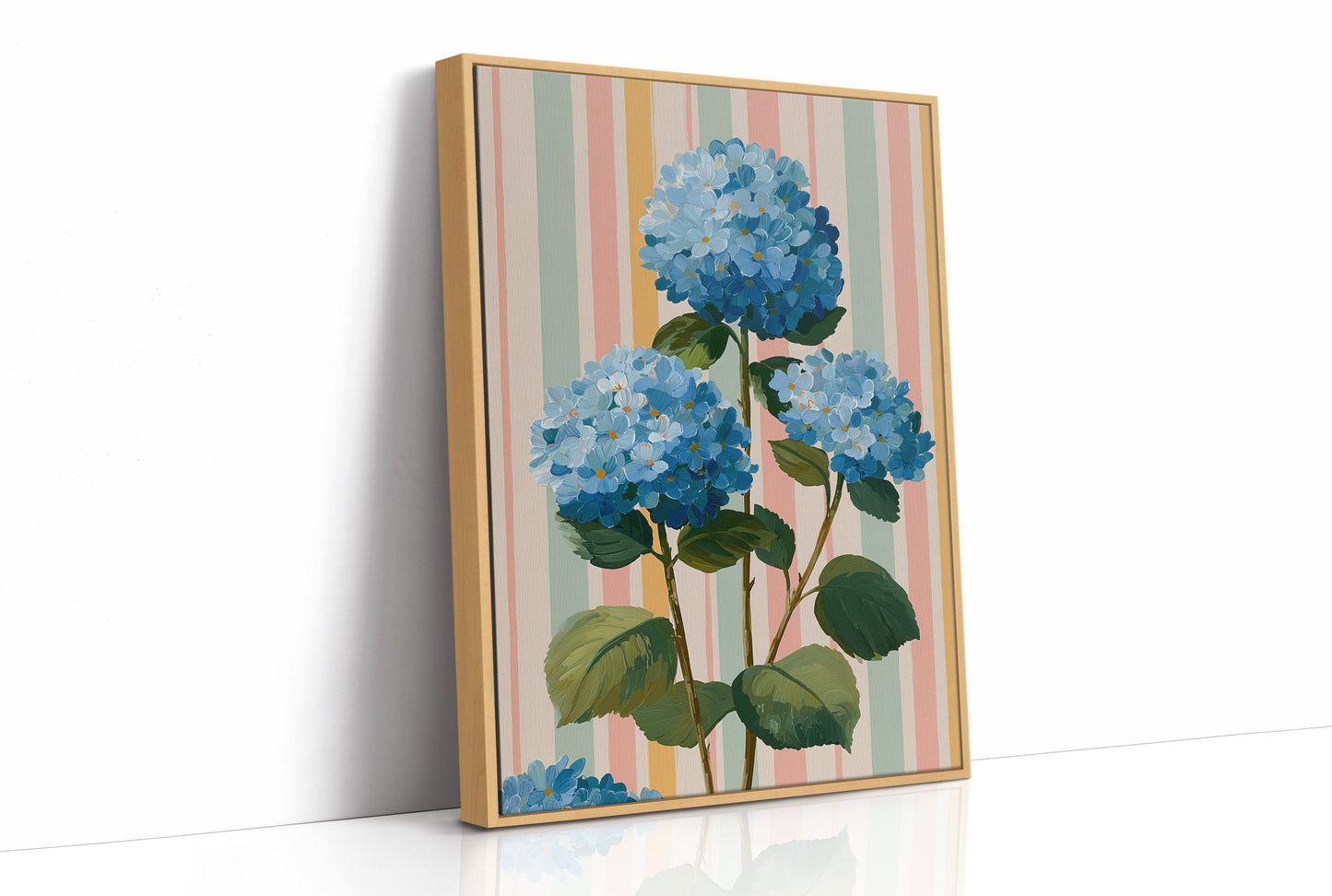 Blue Hydrangeas on a Happy Wall