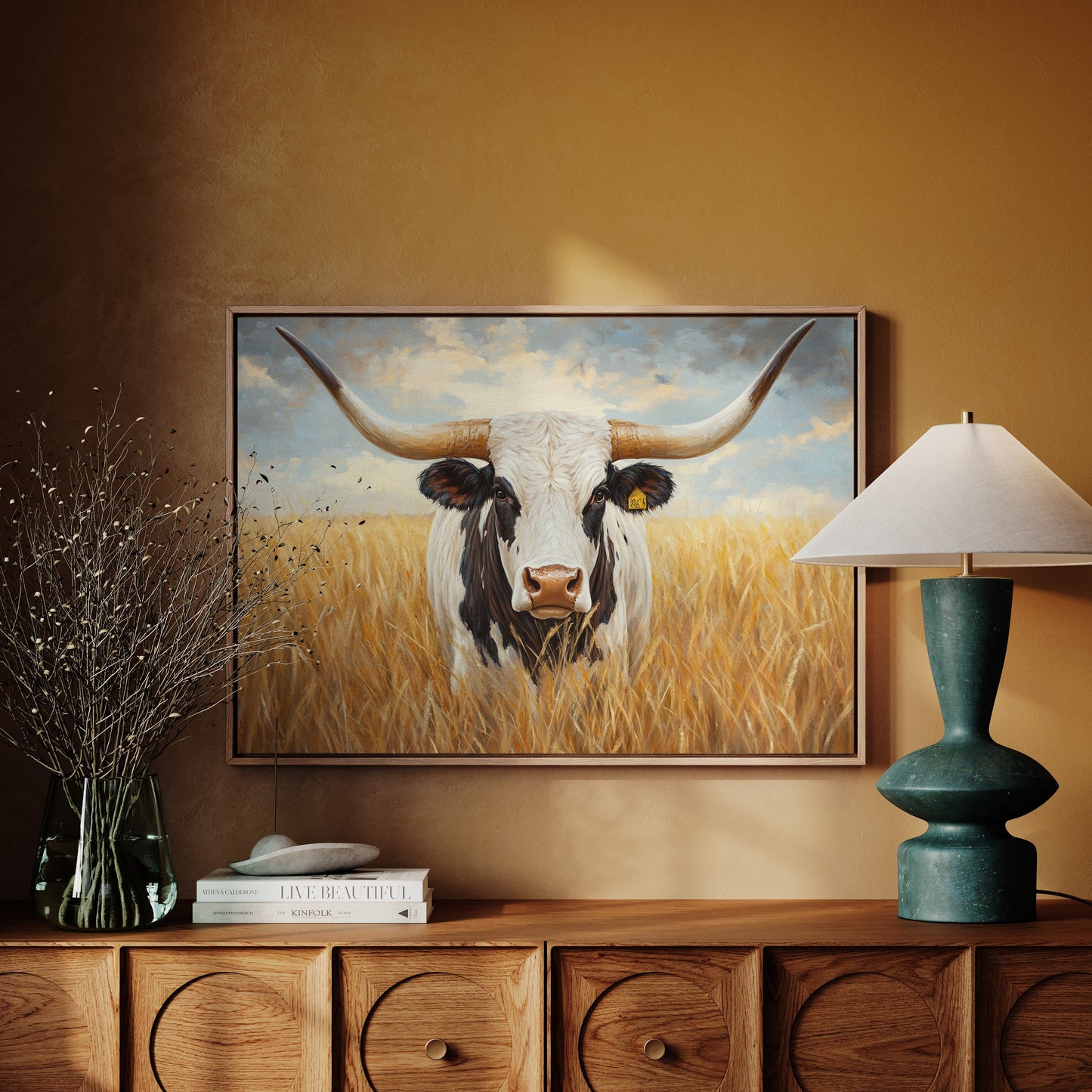 Golden Fields Meet Longhorn's Gaze