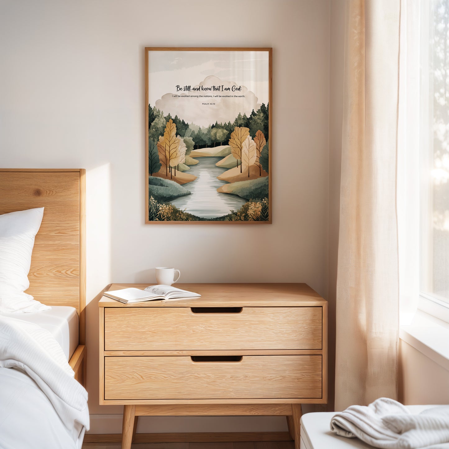 Be Still Autumn River Psalm Print