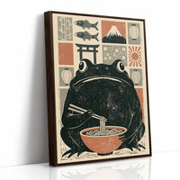 Ramen Toad: A Woodblock Frog's Feast