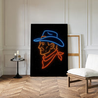 Neon Cowboy in the Starry Night