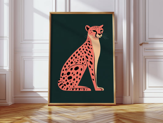 Pop Art Cheetah in Coral