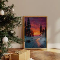 Winter Path Catches Fire At Dusk