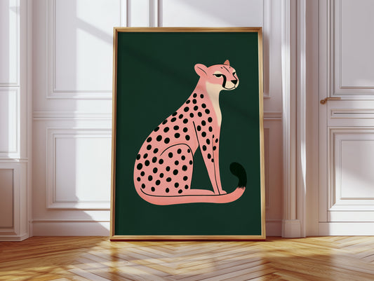 Sassy Coral Cheetah Illustration