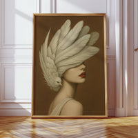 Winged Elegance in Ivory and Crimson
