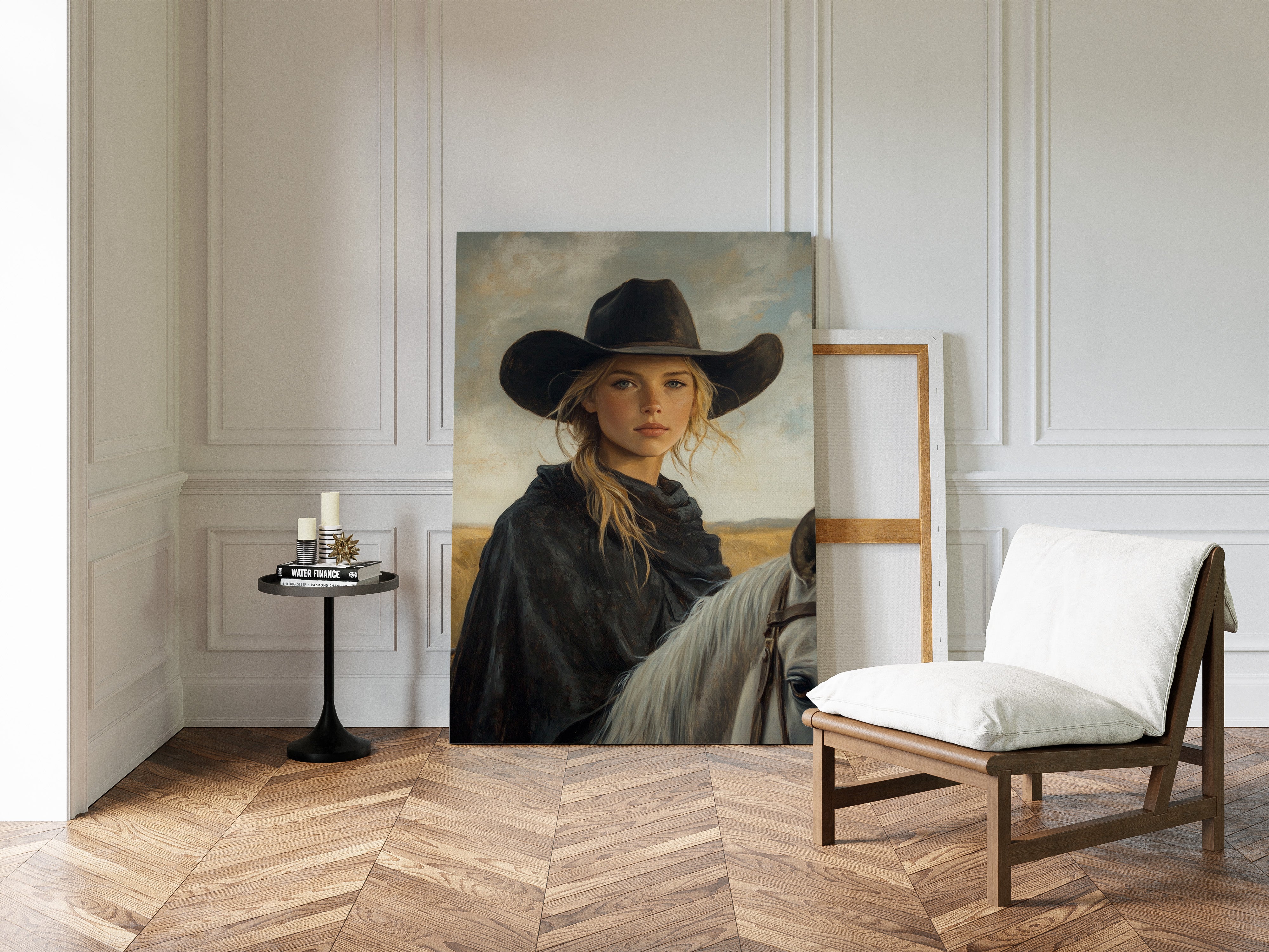 Cowgirl and Her White Horse