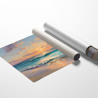 Turquoise Waves Meet Coral Sky