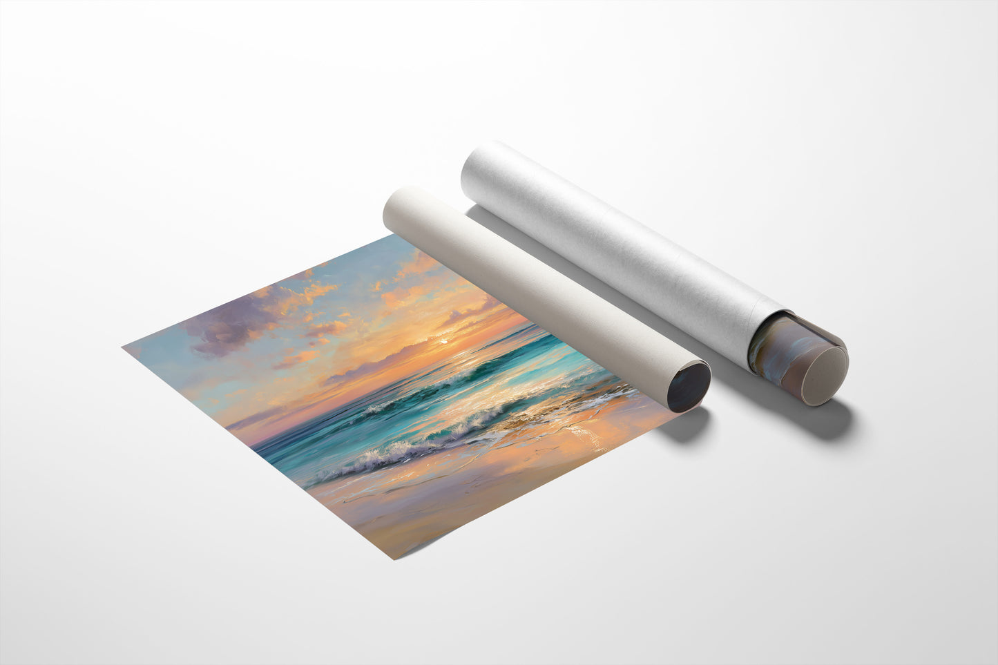 Turquoise Waves Meet Coral Sky