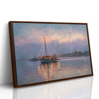 Harbor Lights Glow Against Dusk