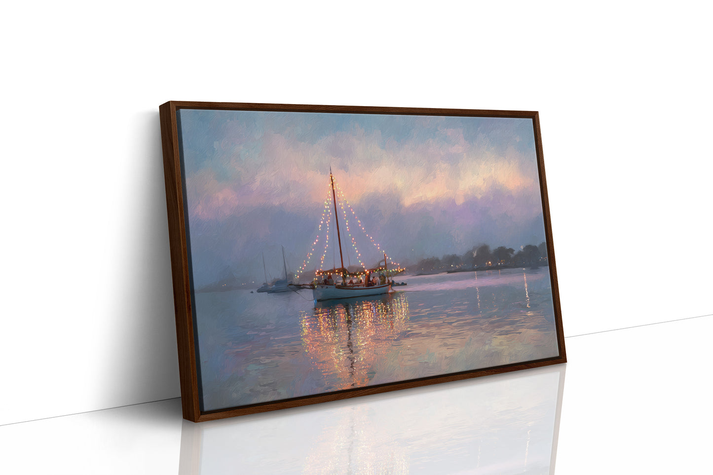 Harbor Lights Glow Against Dusk
